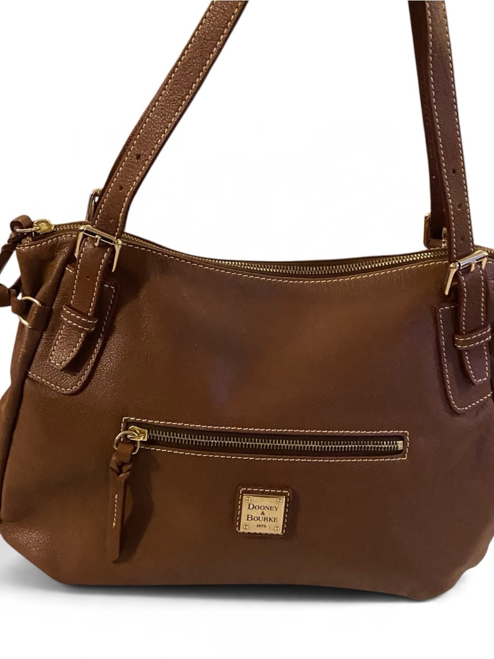 Dooney & Bourke Large Nina Pebble Grain Brown Leather Purse W/ Dust Bag VTG $358